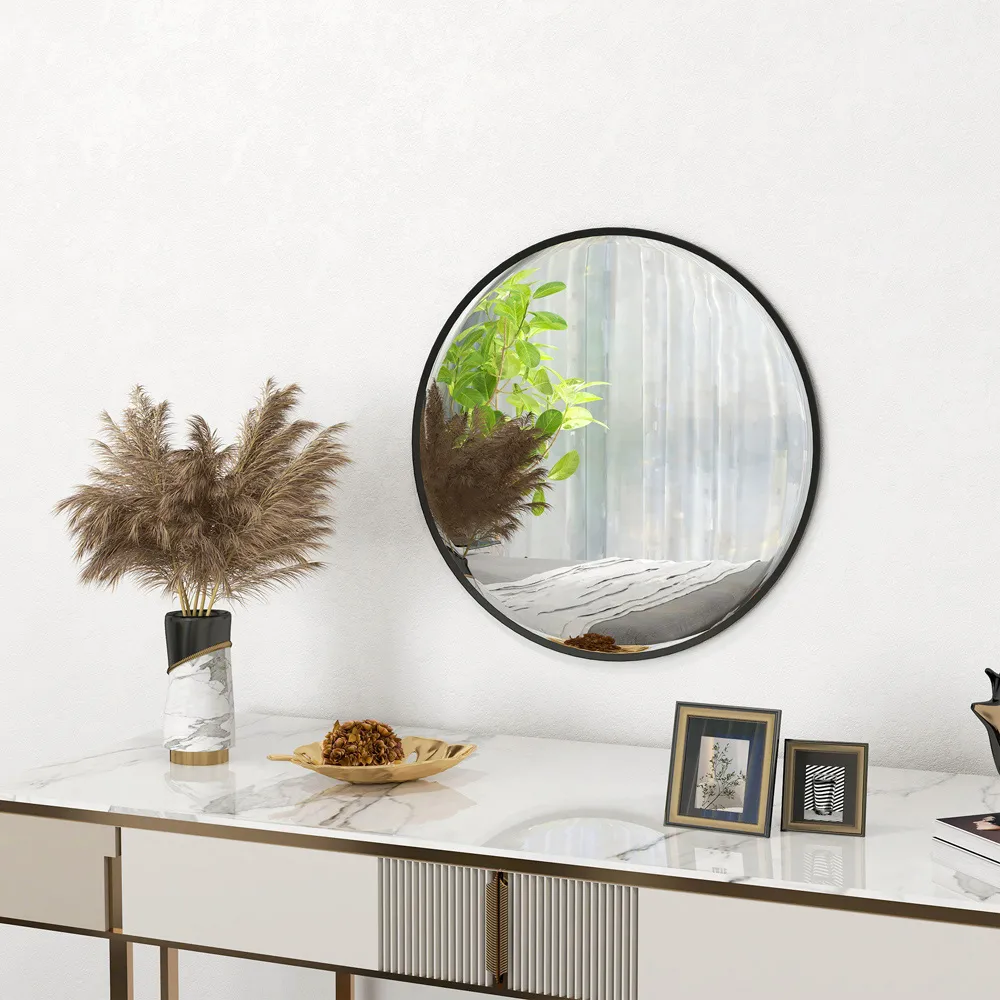 Portland Round Wall Mirror - Black