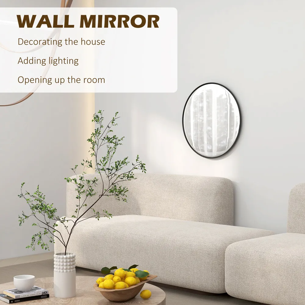 Portland Round Wall Mirror - Black