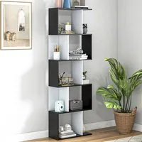 Portland S-Shape 5 Shelf Bookshelf - Black