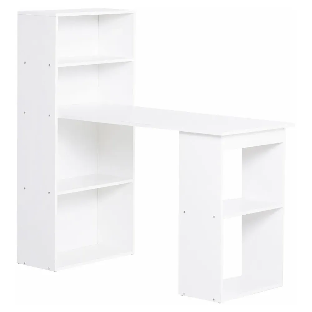 Portland Shelf Office Desk - White
