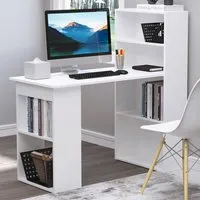 Portland Shelf Office Desk - White