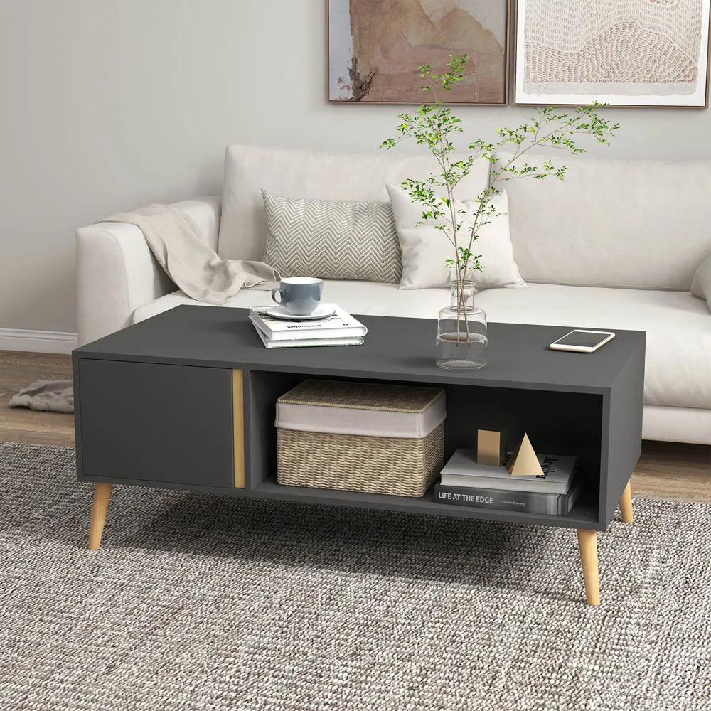 Portland Single Door Rectangular Coffee Table - Grey
