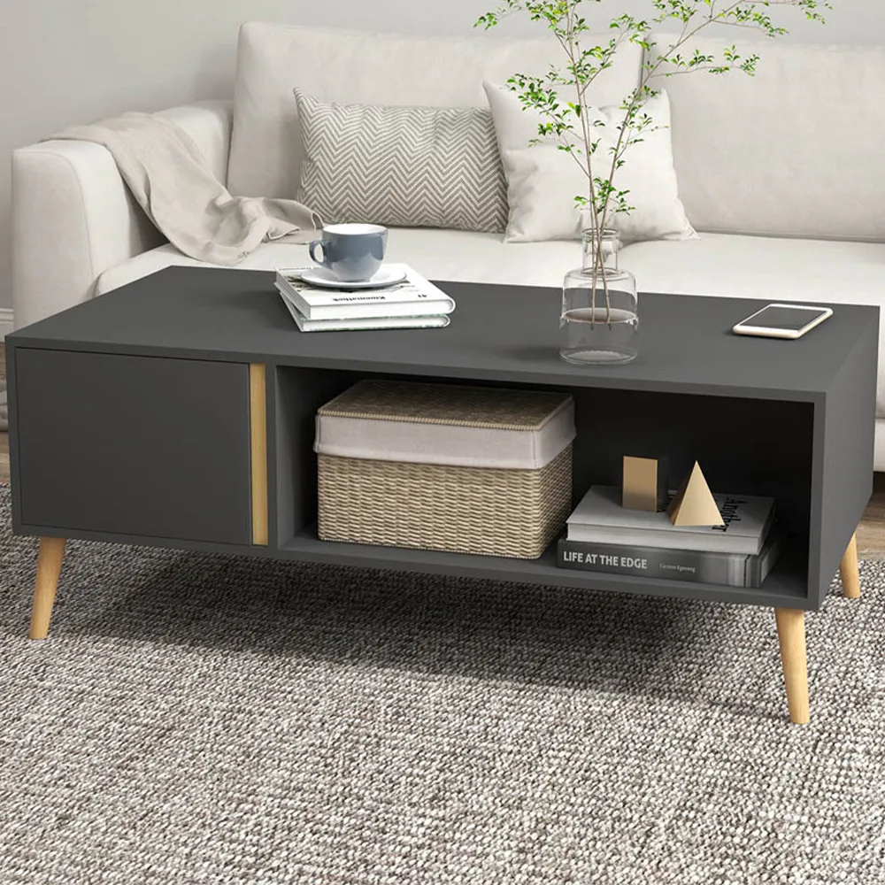 Portland Single Door Rectangular Coffee Table - Grey image
