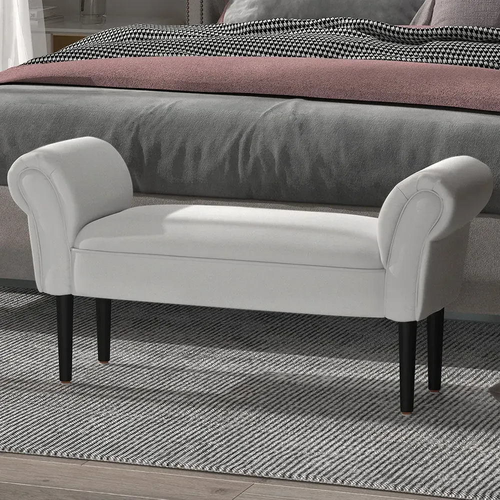 Portland Small Upholstered Bench - Grey, Linen image