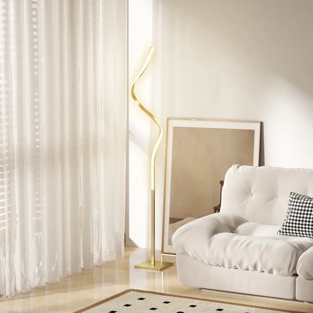 Portland Spiral Twist LED Floor Lamp - Gold