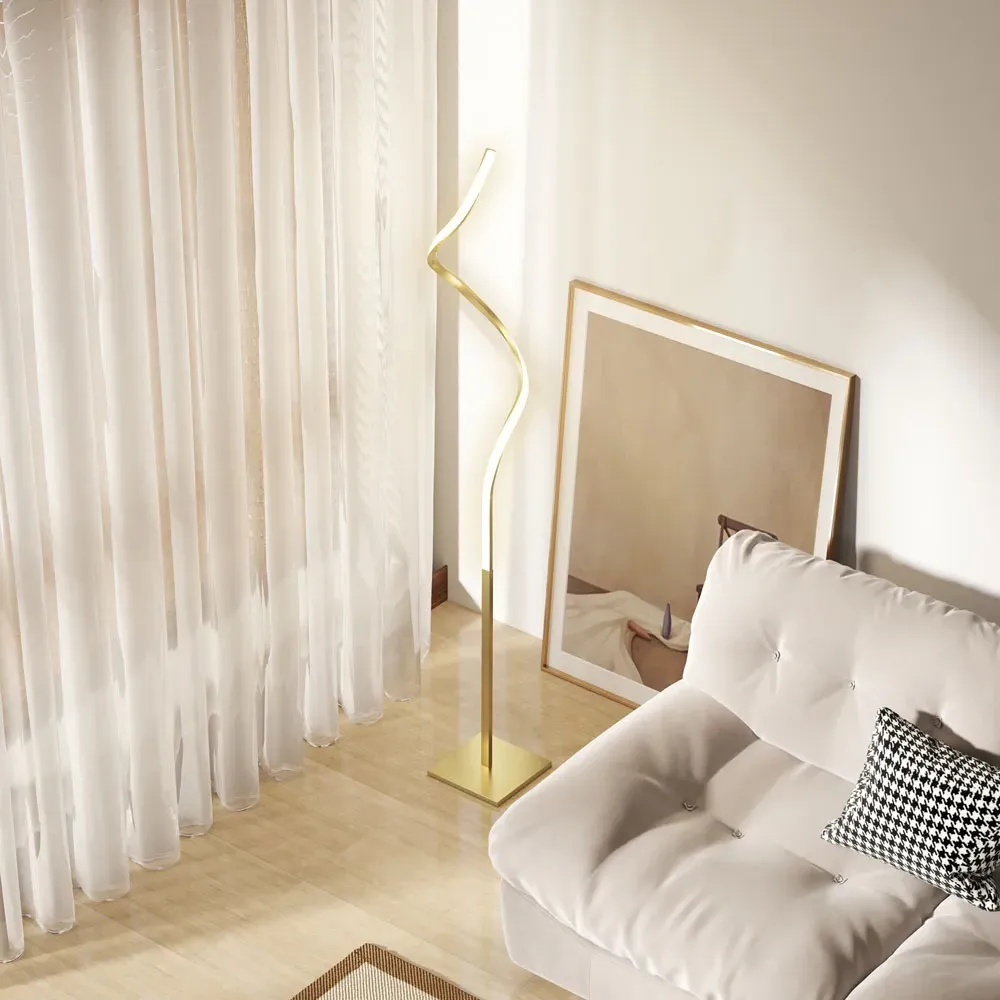Portland Spiral Twist LED Floor Lamp - Gold