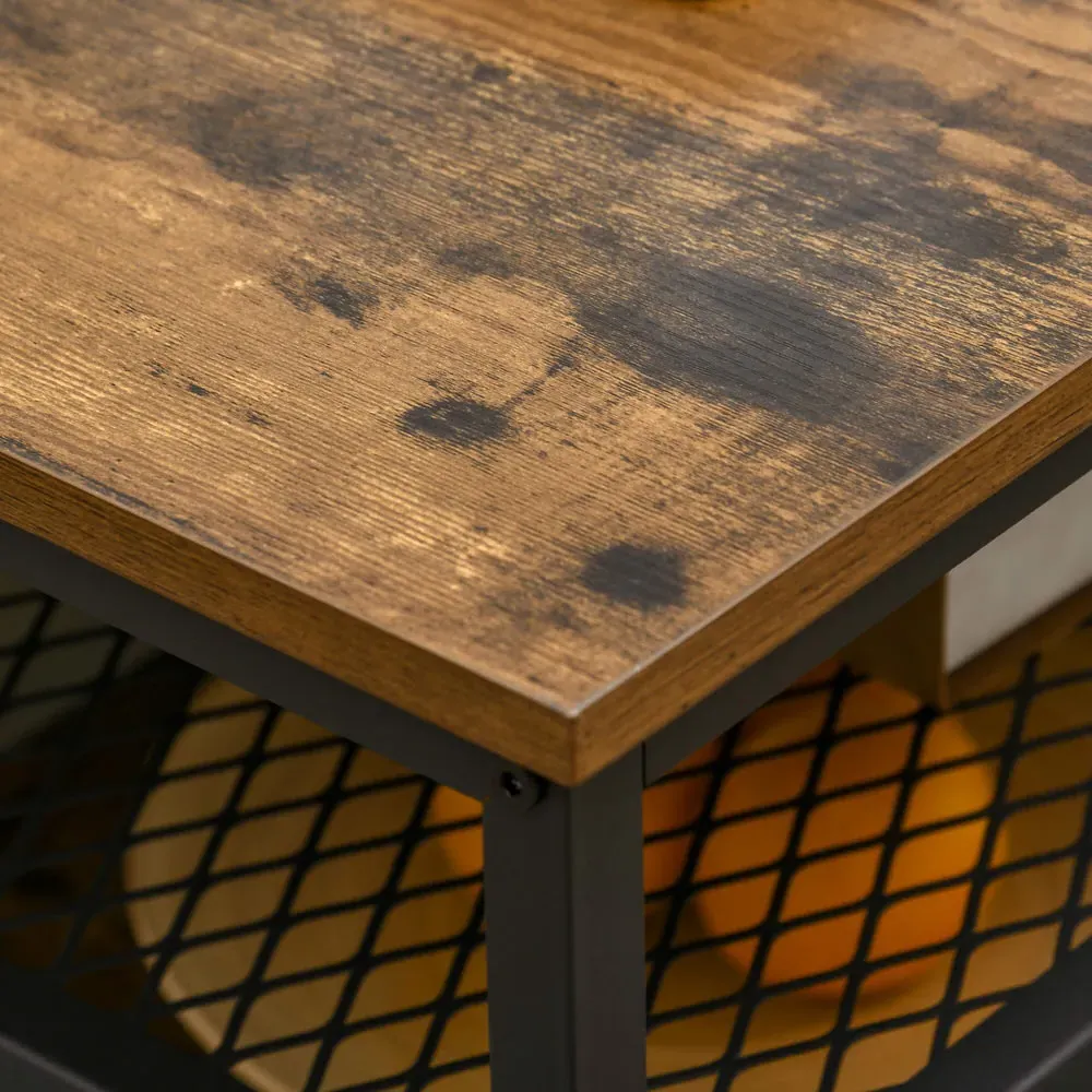 Portland Square Coffee Table with Storage - Brown