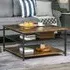 Portland Square Coffee Table with Storage - Brown