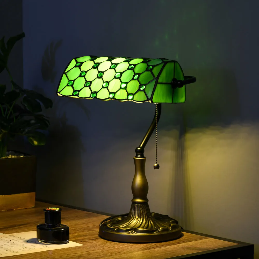 Portland Stained Glass Table Lamp - Green