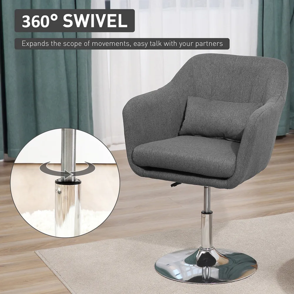 Portland Swivel Armchair with Adjustable Height - Dark Grey