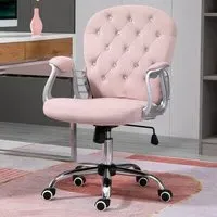 Portland Swivel Office Chair with Diamantes - Pink, Velour