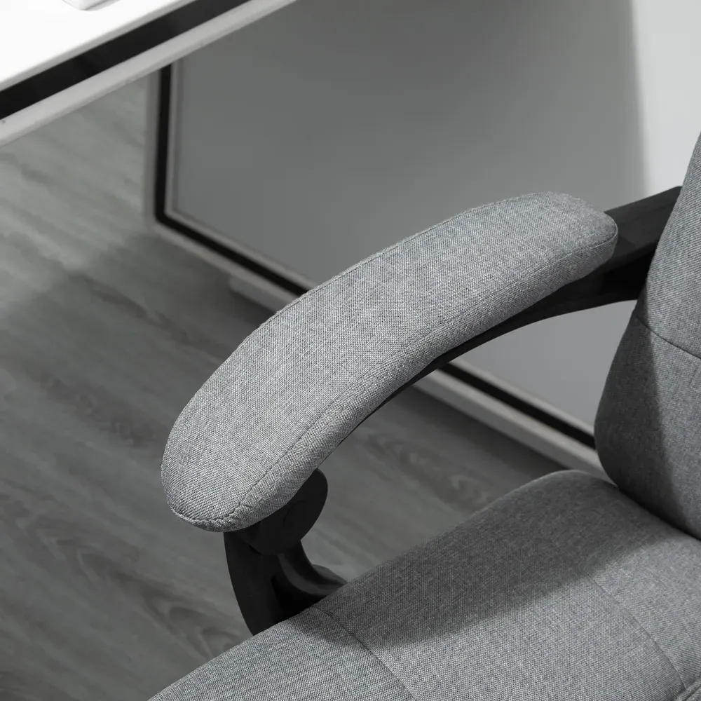 Portland Swivel Office Chair with Footrest - Light Grey, Linen