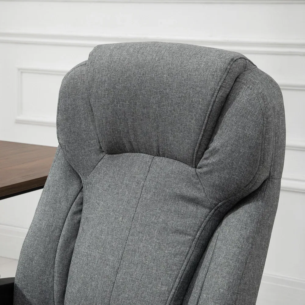 Portland Swivel Office Chair with Headrest - Grey, Linen