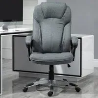 Portland Swivel Office Chair with Headrest - Grey, Linen