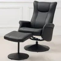 Portland Swivel Recliner Chair with Footstool - Black
