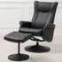 Portland Swivel Recliner Chair with Footstool - Black
