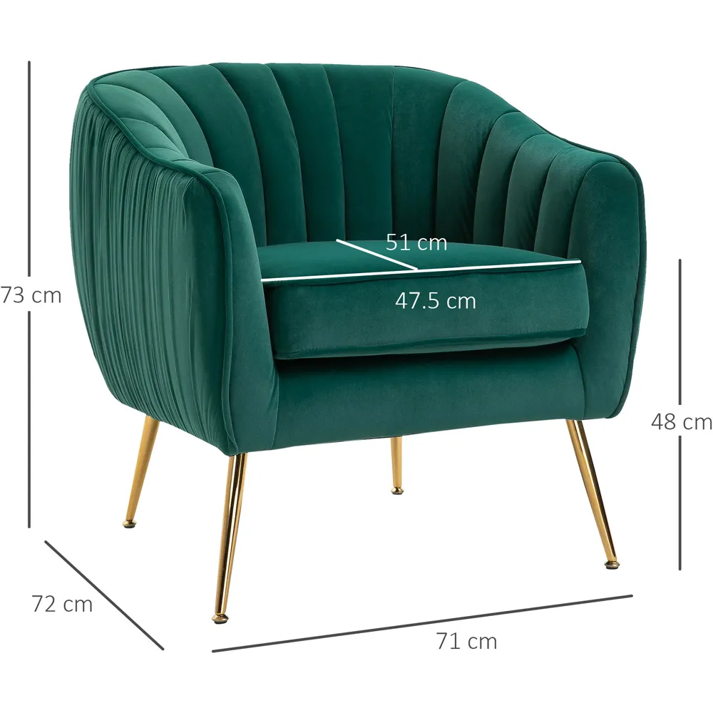 Portland Tub Armchair - Green, Velvet