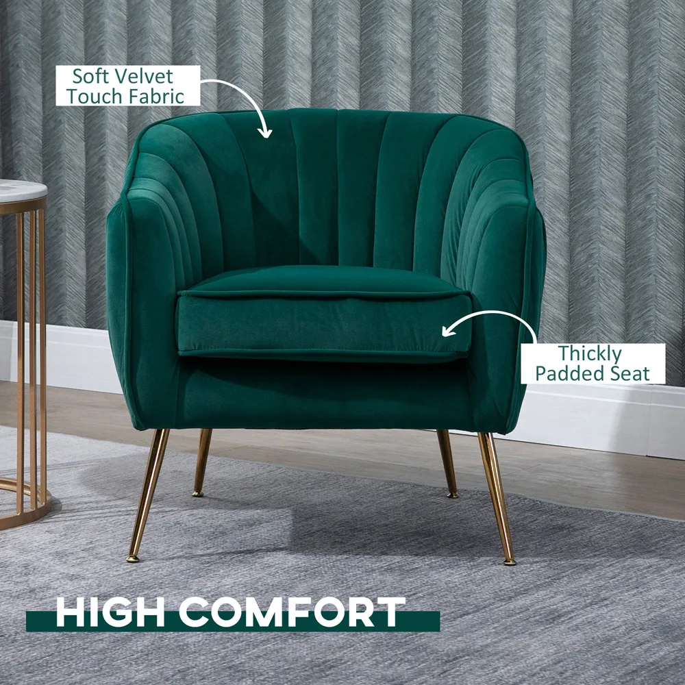 Portland Tub Armchair - Green, Velvet