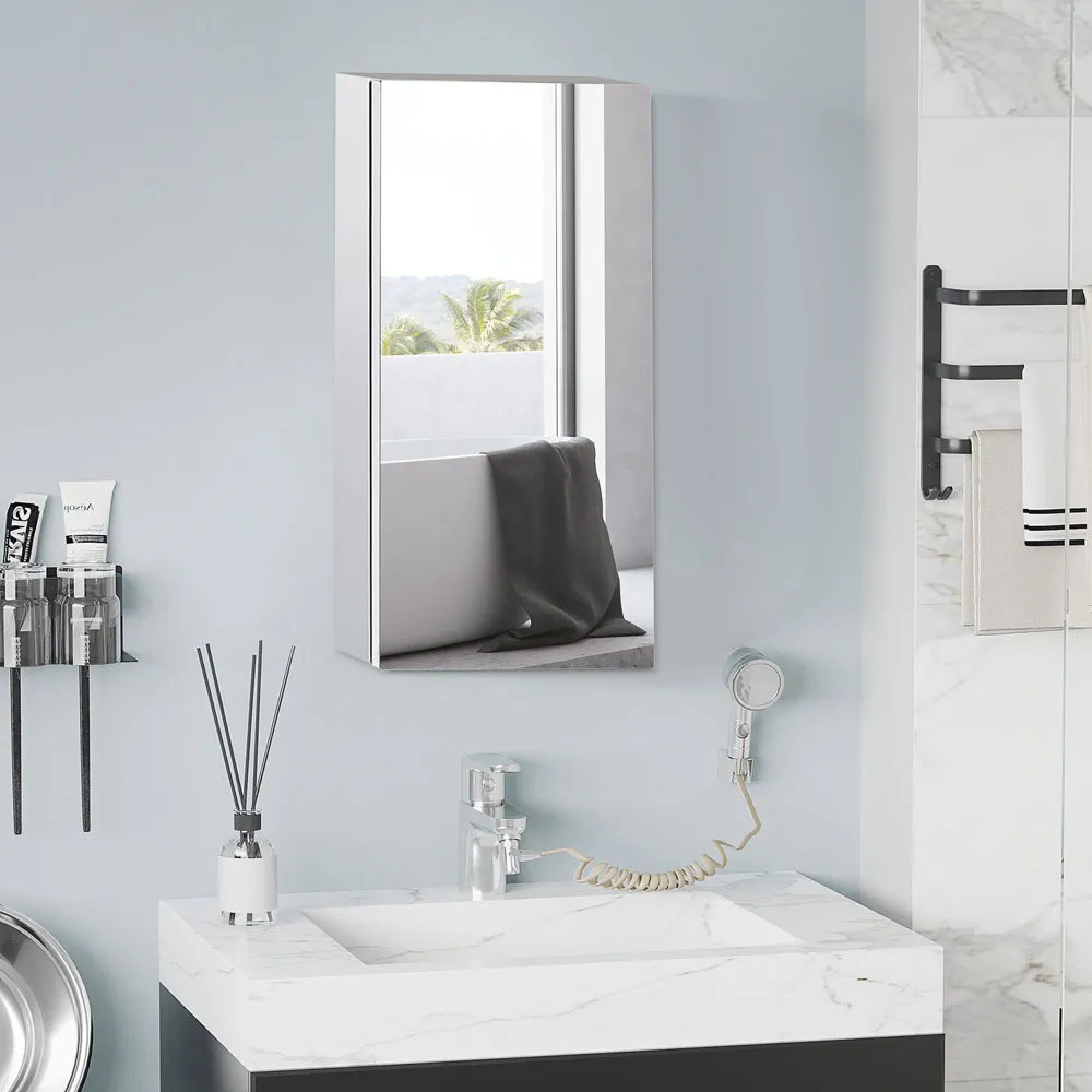 Portland Wall-Mounted Mirror Cabinet - Silver