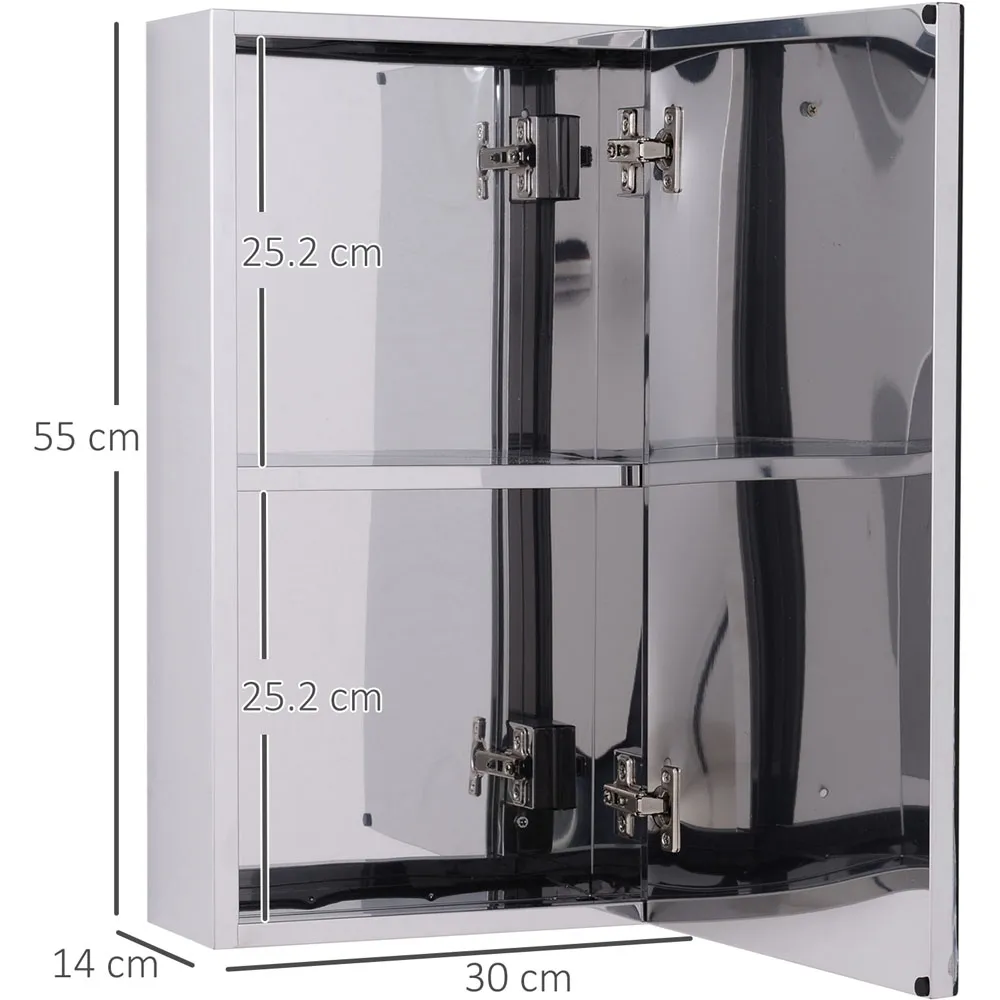 Portland Wall-Mounted Mirror Cabinet - Silver