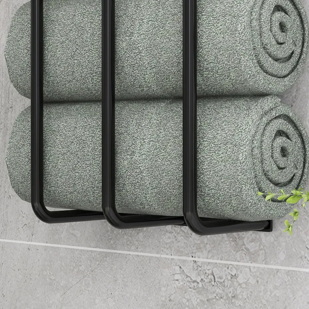 Portland Wall Mounted Towel Rack - Black, Metal