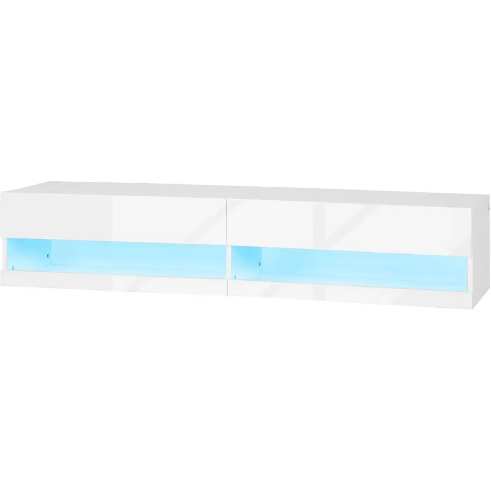 Portland Wall Mounted TV Unit Cabinet with LED - White