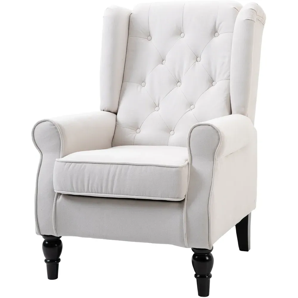 Portland Wingback Armchair - Cream, Linen-Touch