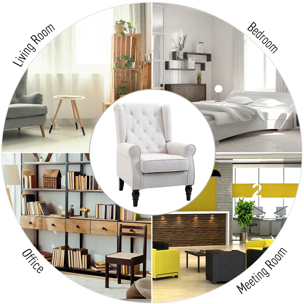 Portland Wingback Armchair - Cream, Linen-Touch