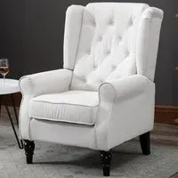 Portland Wingback Armchair - Cream, Linen-Touch