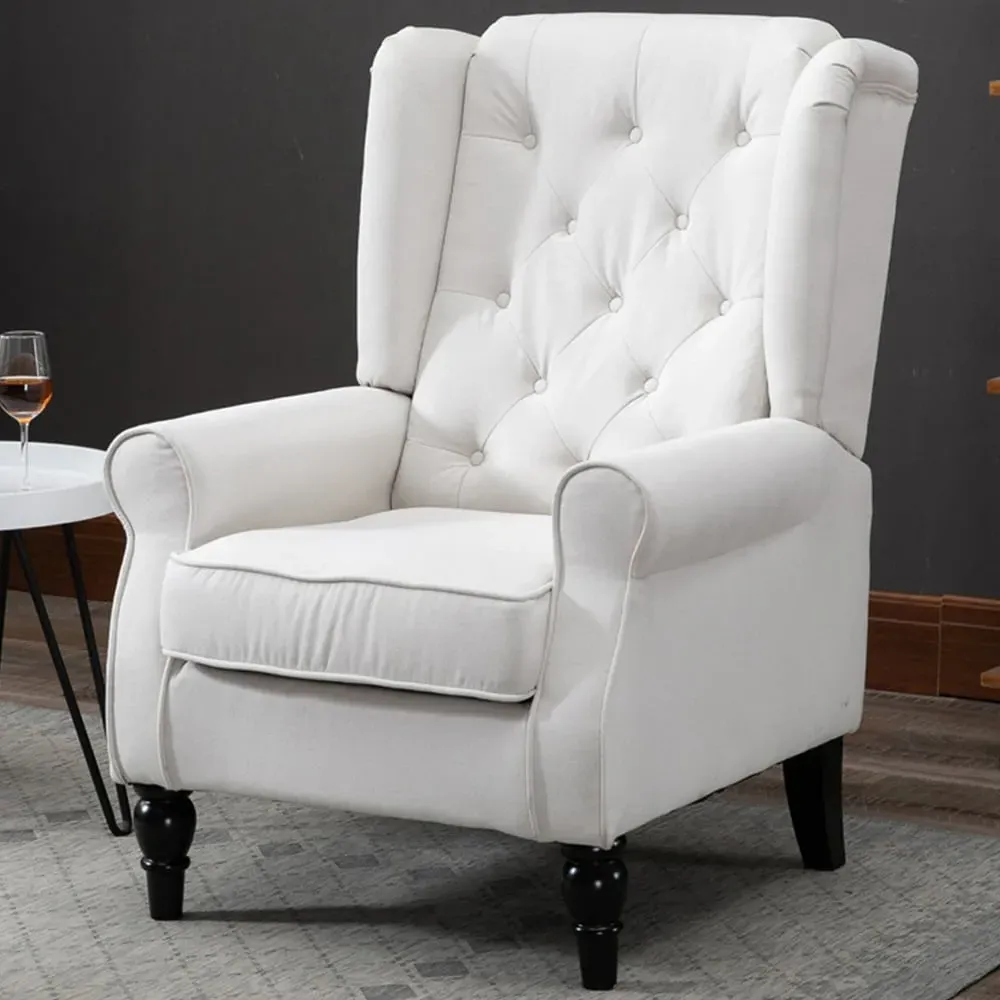 Portland Wingback Armchair - Cream, Linen-Touch image