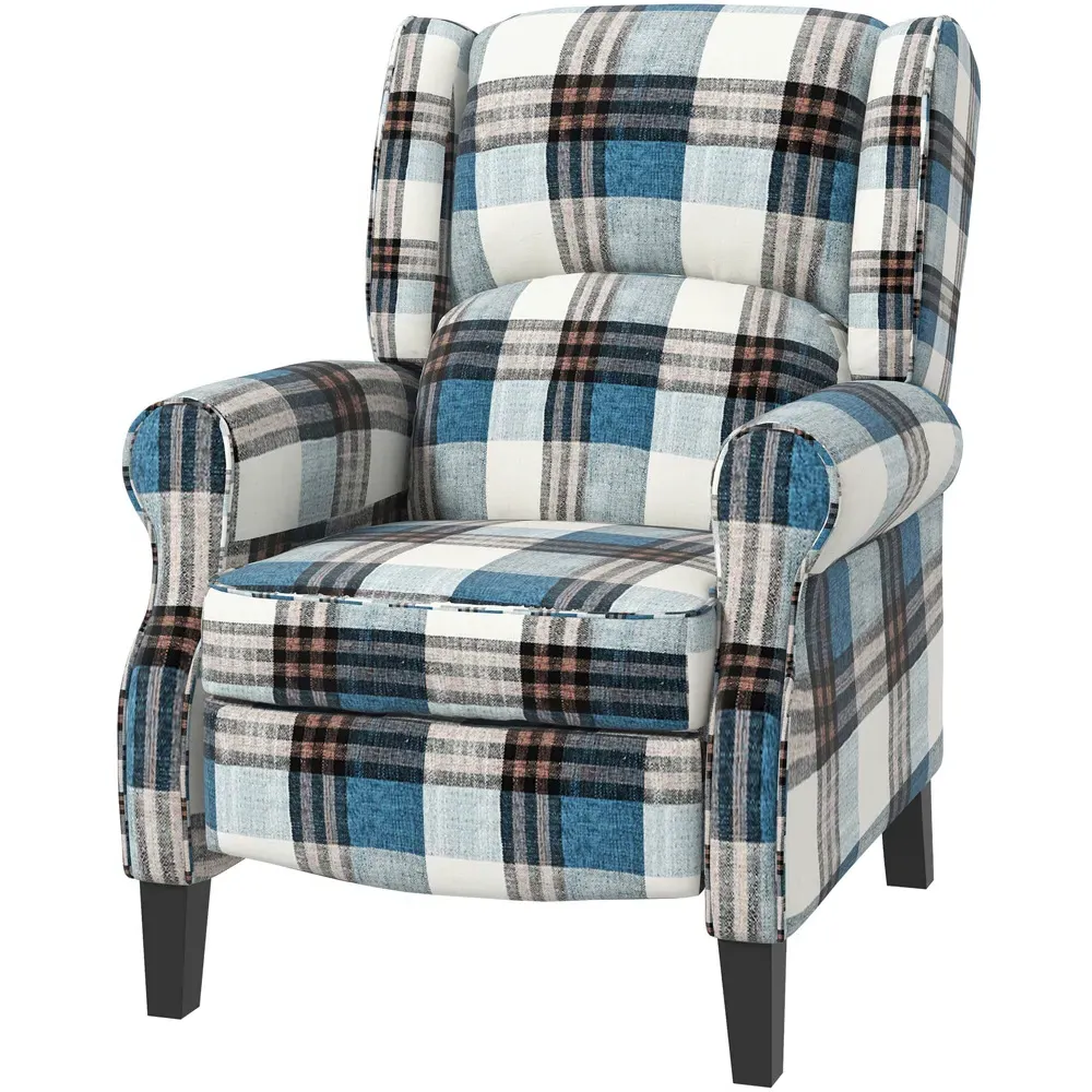 Portland Wingback Reclining Chair - Blue