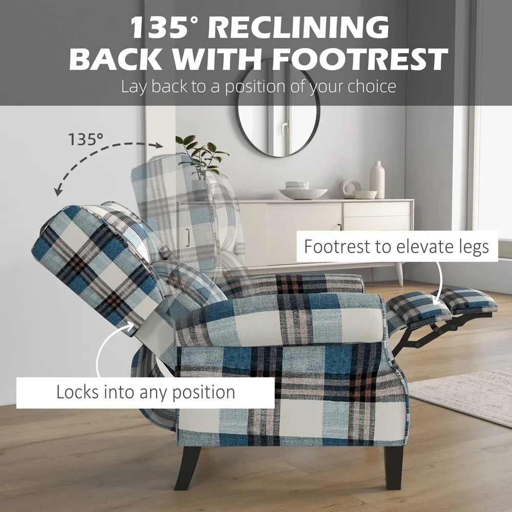 Portland Wingback Reclining Chair - Blue