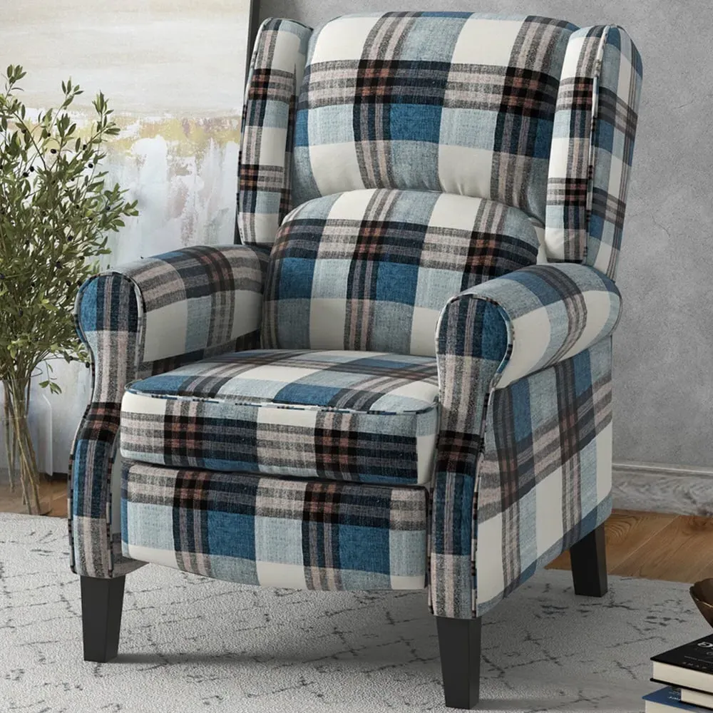 Portland Wingback Reclining Chair - Blue image