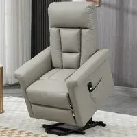 Power Lift Recliner Chair with Remote - Light Grey, PU Leather