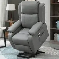 Power Lift Reclining Massage Chair with Remote - Grey, PU Leather