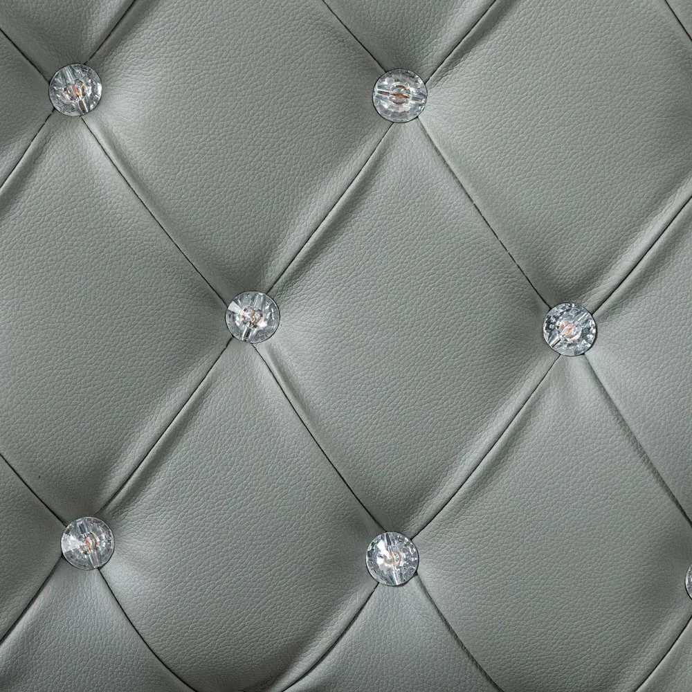 PU Diamante Padded Swivel Office Chair - Grey