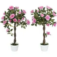 Purple Rose Artificial Tree in Pot 90cm 2 Pack