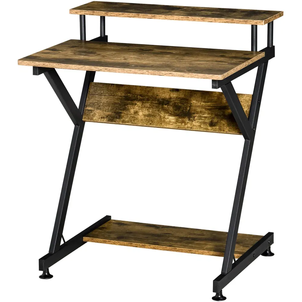 R-Shaped Compact Computer Table - Brown