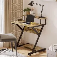 R-Shaped Compact Computer Table - Brown