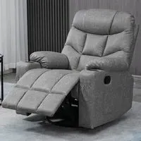 Recliner Armchair with Footrest - Grey, Faux Leather
