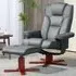Recliner Armchair with Footstool - Grey, Faux Leather