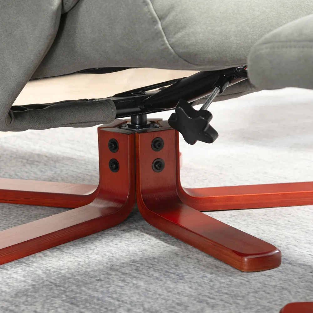 Recliner Armchair with Footstool - Grey, Faux Leather