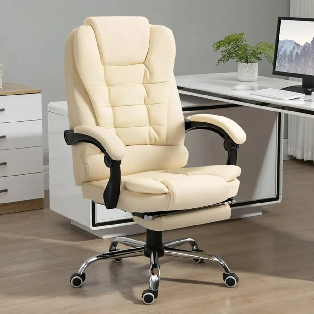 Recliner Executive Office Chair with Footrest - Cream image