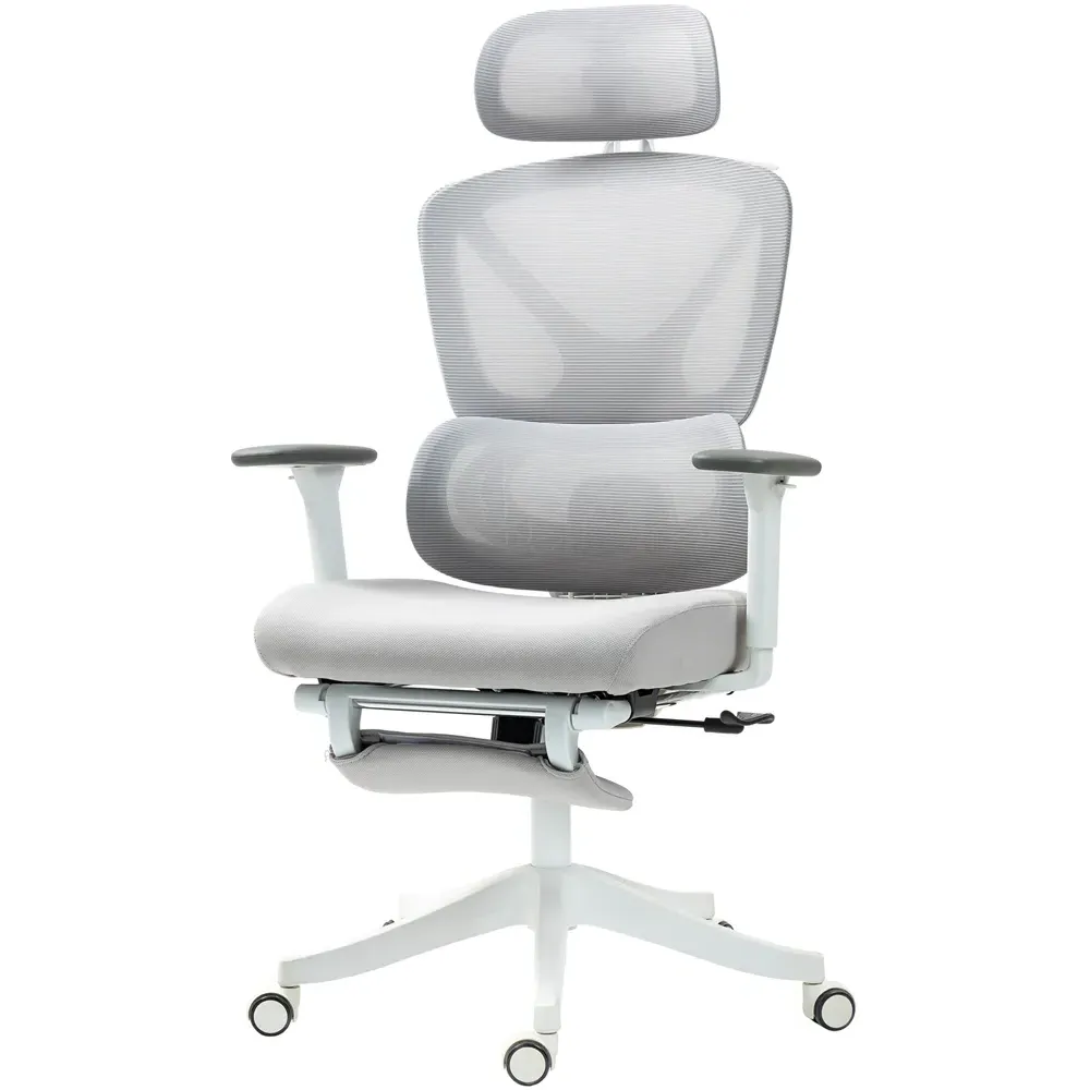 Recliner Executive Office Chair with Footrest - Grey