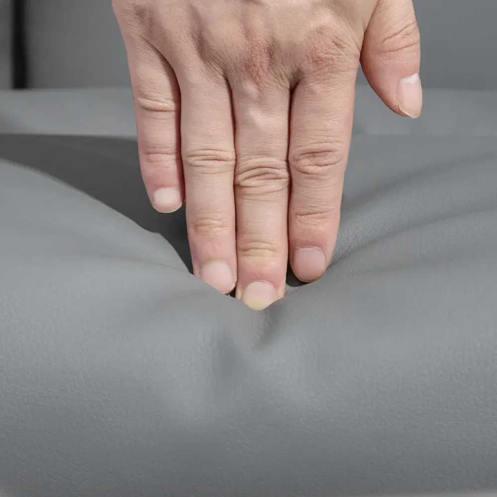 Reclining Armchair with Footrest - Light Grey, PU Leather