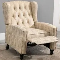Reclining Armchair with Metal Studding - Cream