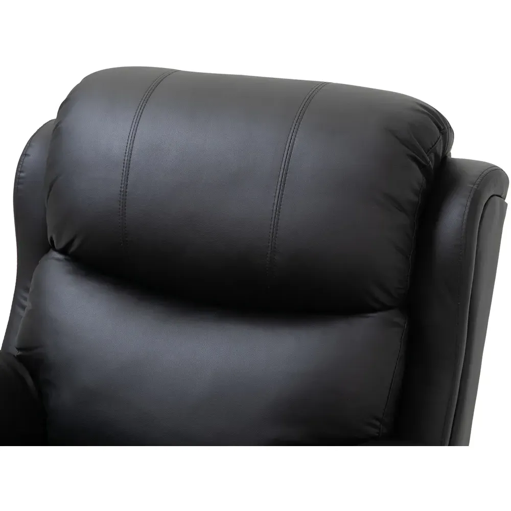 Reclining Chair with Heat and 8 Massage Points - Black, PU Leather