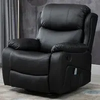 Reclining Chair with Heat and 8 Massage Points - Black, PU Leather