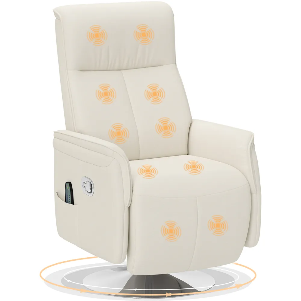 Reclining Massage Chair with Adjustable Backrest - Cream