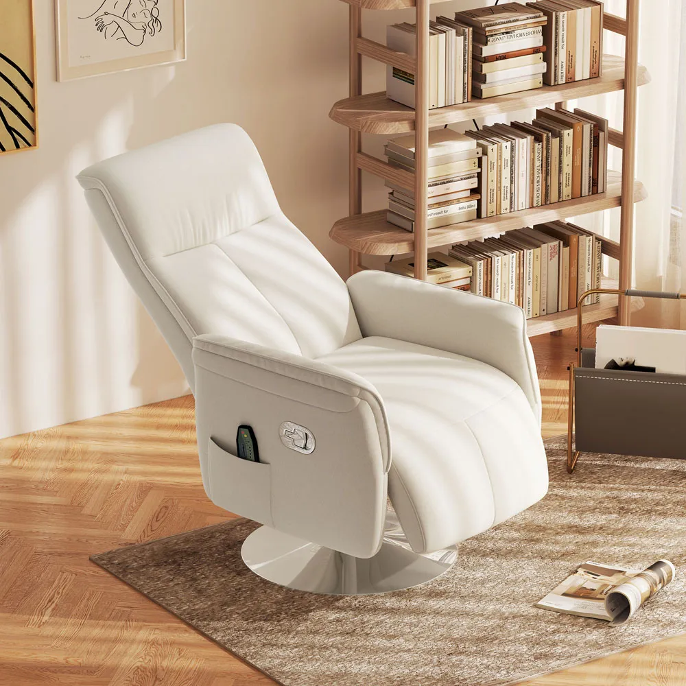 Reclining Massage Chair with Adjustable Backrest - Cream